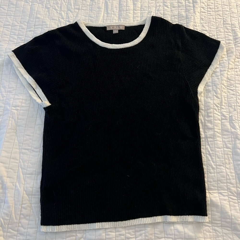 J.crew XL knit tee black with white trims